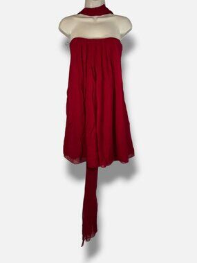 Markarian Women's Red Silvia Scarf-Detailed Silk Chiffon Mini Dress Size 2